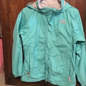 Teal North Face Rain Coat
